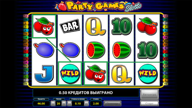 Игровой интерфейс Party Games Slotto 6